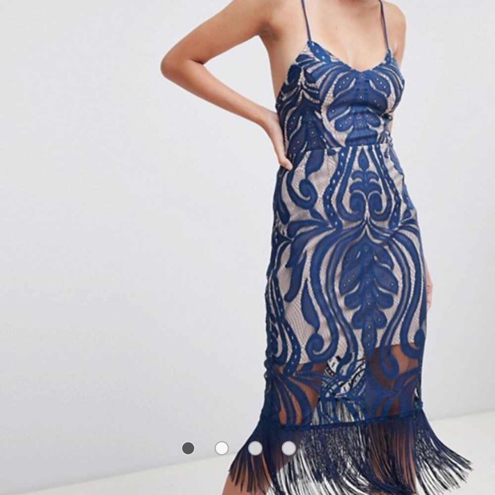 ASOS navy cami dress with fringe detail